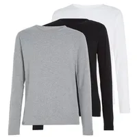 Tommy Hilfiger Herren 3er Pack Langarmshirts Basic, Mehrfarbig (Black/White/Grey Heather), L