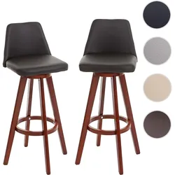 2er-Set Barhocker HWC-C43, Barstuhl Tresenhocker, Holz Kunstleder drehbar MVG-zertifiziert ~ braun