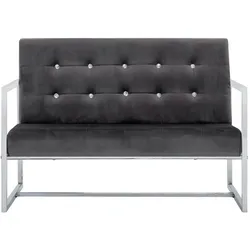 vidaXL 2-Sitzer-Sofa mit Armlehnen Dunkelgrau Chrom und Samt