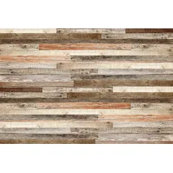Fototapete PAPERMOON "Wooden Wall", bunt (mehrfarbig), B:3m L:2,23m, Vlies, Tapeten