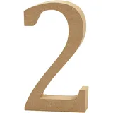 Creativ Company Creativ Deko-Nummer "2", MDF, 13 x 2 cm, Braun