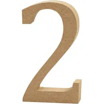 Creativ Company Creativ Deko-Nummer "2", MDF, 13 x 2 cm, Braun