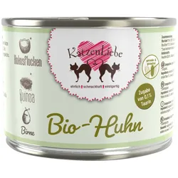 Katzenliebe 200 Gramm Katzennassfutter 12 x 200 Gramm Bio Huhn mit Bio Quino und Birne