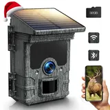 VOOPEAK Wildkamera Solar WLAN 4K 30fps 46MP, Wildkamera mit Handyübertragung APP, Wildtierkamera mit Bewegungsmelder Nachtsicht 120° Weitwinkel IP66 wasserdichte mit 32GB Micro SD Karte