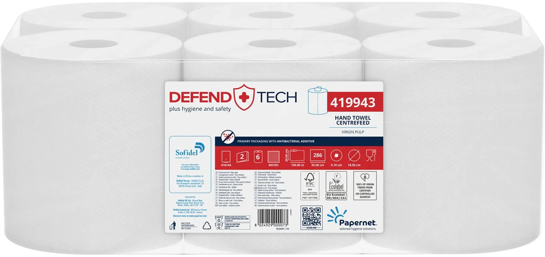Papernet Centrefeed Handtuchrollen Innenabrollung, 2-lagig, Zellstoff, weiß, 100 Meter 1 Pack = 6 Rollen