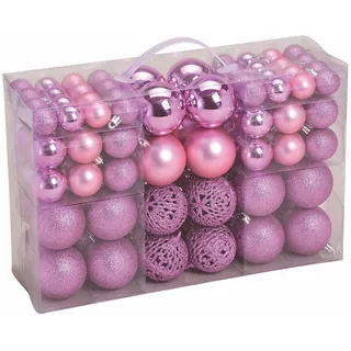 Spetebo Christbaumkugeln im 100er Set - 3 Farben wählbar - Material: Kunststoff (rosa)