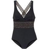 LASCANA Badeanzug Damen schwarz-leo, Gr.42 Cup C,