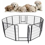 AUFUN Hundekäfig Welpenauslauf Absperrgitter Hund, Wohnung Faltbar Hundekäfig Laufstall, für Hunde, Katze, Kaninchen Innen und Outdoor, 80cm Hundebox