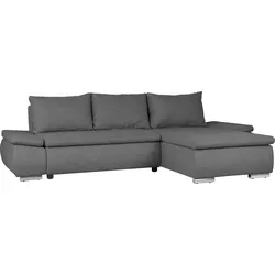 Ecksofa HOME AFFAIRE "Acra L-Form", grau, B:266cm H:83cm T:175cm, 100% Polyester, Sofas, mit Bettfunktion und Bettkasten, in Mattenoptik