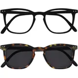 OPULIZE Bex Doppelpack Herren Lesebrille Mit Sonne Leser Groß Matt Schwarz Braun RS64-12 +1,00