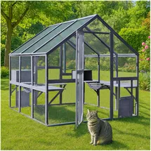 Wiltec Freilaufgehege Katzen 210 x 187 x 187 cm Grau