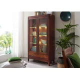 MASSIVMOEBEL24.DE Vitrine Sheesham 100x40x178 walnuss geölt Brooklyn #27
