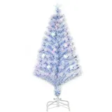 Homcom künstlicher Weihnachtsbaum mit 3 LED-Leuchten Christbaum Tannenbaum PVC Metall Weiß+Blau Ø60 x 120H cm