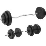 vidaXL Langhantel und Kurzhantel mit Gewichten 60 kg schwarz