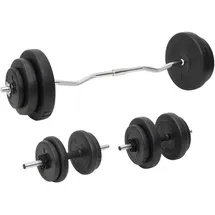 vidaXL Langhantel und Kurzhantel mit Gewichten 60 kg schwarz