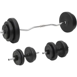 vidaXL Langhantel und Kurzhantel mit Gewichten 60 kg schwarz