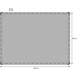 ECD Germany Abdeckplane Gewebeplane mit Ösen 6x8m 48m2 260g/m2 aus Polyethylen Schimmelresistent Wasserdicht - Grau