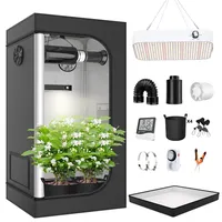 TOPRON Growzelt Komplettset Anbau Set mit 200W LED Vollspektrum Grow Lampe Dimmbar, 120x120x200cm GrowZelt Kit Komplettes Hydroponics Grow Tent Complete Set(120x120x200cm)