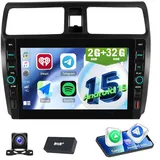 ESSGOO Autoradio Für SUZUKI SWIFT III EZ MZ 2005-2010 Carplay Navi Android 15 Autoradio (RDS, USB Type-C, 4+64GB(optional), Digitalradio (DAB), FM, Carplay Android Auto Bluetooth EQ USB GPS Navi WIFI Touchscreen) schwarz