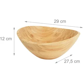 Relaxdays Salatschüssel Bambus Braun oval 12 cm