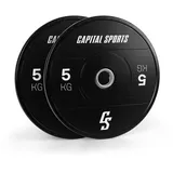 capital sports Elongate 2020 Gewichte Hantel - Hantelscheiben Set: 2 Gewichtsscheiben, Hartgummi, 50,4 mm Aufnahme, schwarz, 2 x 5 kg
