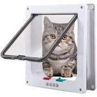 Tkoofn® 4-Wege Katzenklappe, Sicherheitsverschluss, Magnetverschluss, für Katze, Kätzchen, kleinen Hund, Haustier Large weiß