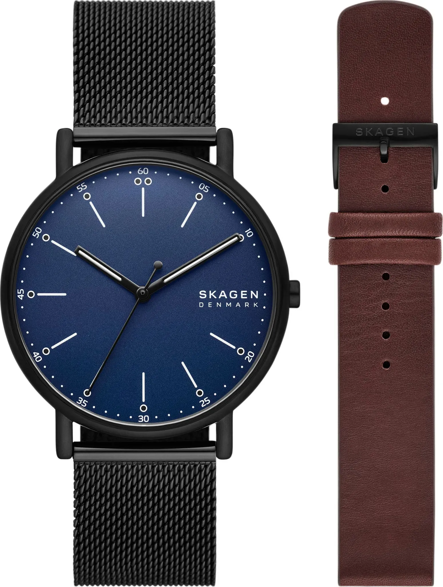 Quarzuhr SKAGEN "SIGNATUR" Armbanduhren schwarz Herren Armbanduhr, Herrenuhr, Edelstahlarmband, Ideal auch als Geschenk