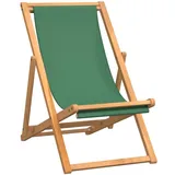 vidaXL Teak Massiv Strandstuhl Klappbar Liegestuhl Klappstuhl Strandliege Gartenliege Sonnenliege Faltliege Liege Campingstuhl Grün