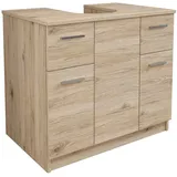 Mama Store Unterschrank mit 2 Türen und 2 Schubladen, Eiche Natur, L 70 cm x T 46 cm x H 62 cm