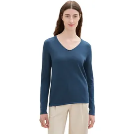 Tom Tailor Front Logo Coin Pullover Mit V-ausschnitt Nighttime Blue L