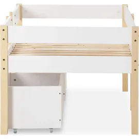 SOFTWEARY Kinderbett mit 2 Schubladen 90 x 200 cm Kiefer massiv weiß