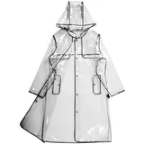 DSstyles Transparent Regenmantel Damen EVA Fashion Kapuzen Regenmantel Klar Regenmantel Poncho mit Kapuze - Lang - Lange