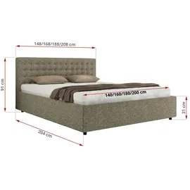 MKS Meble Pavo Classic 180 x 200 cm Grau