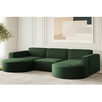 Fun Möbel Wohnlandschaft U-Form Sofa PALMA in Stoff Opera Velvet Grün