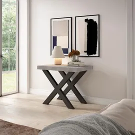 SKRAUT HOME Ausziehtisch 262 x 73 x 90 cm zementgrau/schwarz