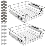 Eulenke Teleskopschublade Nachrüsten, 2X50 cm Küchenschublade Einbauschublade, Korbauszug mit Schienensystem, Auszug Küchenschrank Küchenauszug, Schrankauszug, Schrank Schubladen Ausziehbar