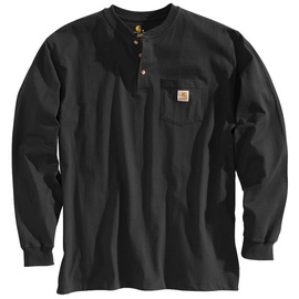 CARHARTT Workwear Pocket Henley Langarmshirt, schwarz, XL