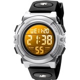 BEN NEVIS Digital Uhren für Kinder Jungen - 50 M Wasserdicht Sports Outdoor Digitaluhr Kinder Silikon Armbanduhr mit Wecker/Stoppuhr/LED-Licht/Stoßfest/Datum,Elektronische Kinderuhren Grau