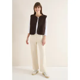 Cecil "Curly fake Wool", Damen, Gr. XXL (46), braun macchiato braun), Stoff, 100% Polyester, unifarben, normal, Rundhals, Westen, Rundhalsausschnitt