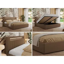 mks möbel Polsterbett GOLD 5 CLASSIC 140/200 - Braun Kunstleder - Multipocket-Matratze
