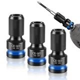 3 Teiliges Schlagschrauber Zubehör Set Cr-Mo-Schlagstecknuss 1/2 Zoll Bit Adapter auf 1/4 Zoll Bit Adapter Langlebig und Rutschfest für Schlagschrauber und Druckluftschrauber