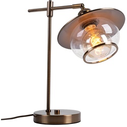 Tischleuchte dimmbar mit Fernbedienung LED Tischlampe Schreibtischlampe Wohnzimmerleuchte Leseleuchte, RGB Farbwechsel, Metall bronzefarben Glasschirm, 8,5W 806lm warmweiß, H 42 cm