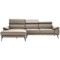 Novel Ecksofa, Creme, Leder, Echtleder, Rindleder, 4-Sitzer, Ottomane links, L-Form, 295x187 cm, Typenauswahl, Lederauswahl, Stoffauswahl, seitenverkehrt erhältlich, Hocker Rücken echt, Wohnzimmer, Sofas & Couches, Wohnlandschaften, Ecksofas