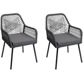 Mendler HWC-O12 Gartenstuhl 54 x 54 x 81 cm anthrazit 2 St.