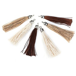 Quasten, natur-dunkelbraun-hellbraun, 6 cm, 6 Stück