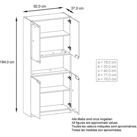Vladon Logan Aktenschrank 82 x 37 x 184 cm grau