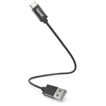 Hama Ladekabel USB-A USB-C 0,2 m Nylon Schwarz