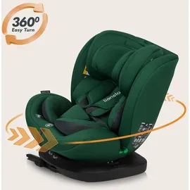 lionelo Bastiaan i-Size Kindersitz ab Geburt 0-36 kg Isofix Top Tether 360 Grad drehbar Rückwärts Vorwärts Seitenschutz 5-Punkt-Sicherheitsgurte Dri-Seat (Grünwald)