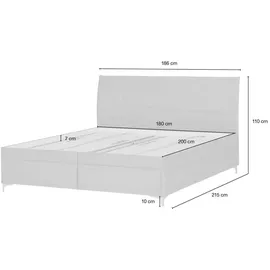 Möbel Kraft Polsterbett 186 x 110 cm Grau