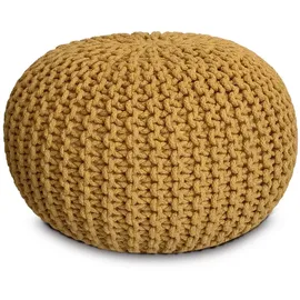 amagohome Sitzhocker Sitzpouf Strickhocker Pouf Ø45 H30cm Bodenkissen Indoor Baumwolle recy gelb
